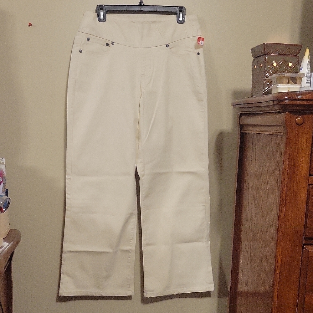 Chadwicks Cream Pull On Wide Leg Trousers/Jeans 12P